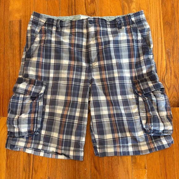 Aeropostale Other - Aeropostale Mens 38 Cargo Shorts Blue Plaid Authentic Drawstring 10" Inseam